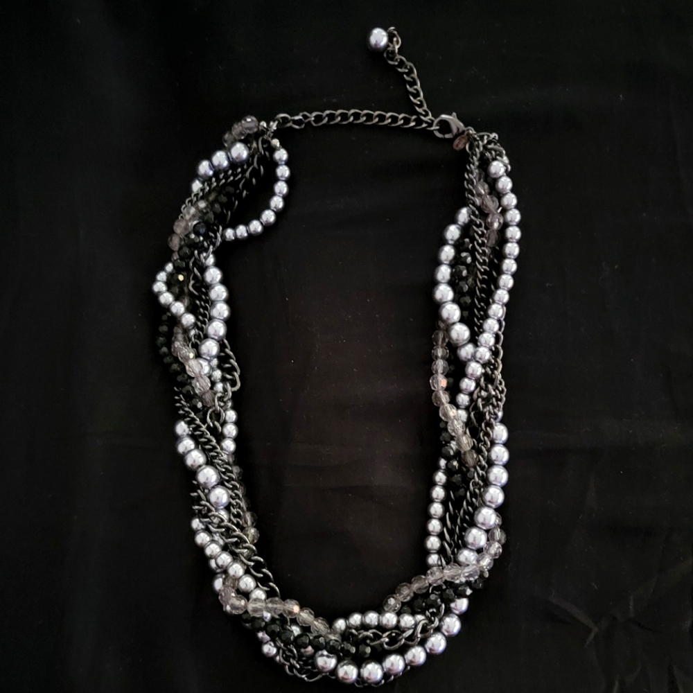 Premier Design black and grey twist necklace